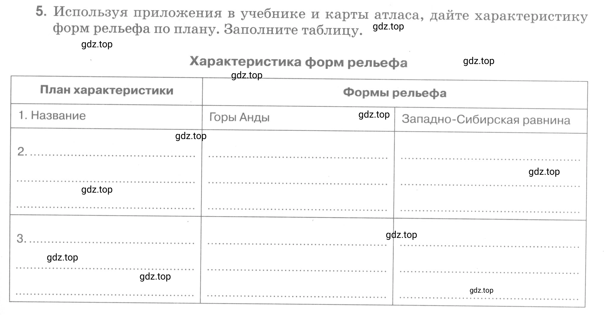 Условие номер 5 (страница 69) гдз по географии 5 класс Румянцев, Ким, рабочая тетрадь