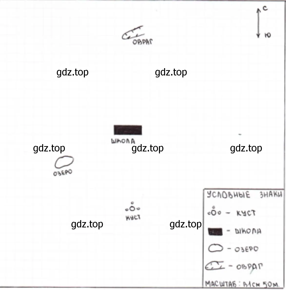 Составьте план местности в масштабе: в 1 см 50 м