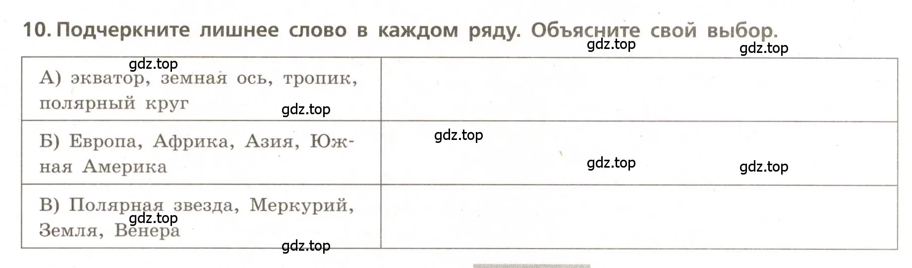 Условие номер 10 (страница 11) гдз по географии 5-6 класс Бондарева, Шидловский, проверочные работы