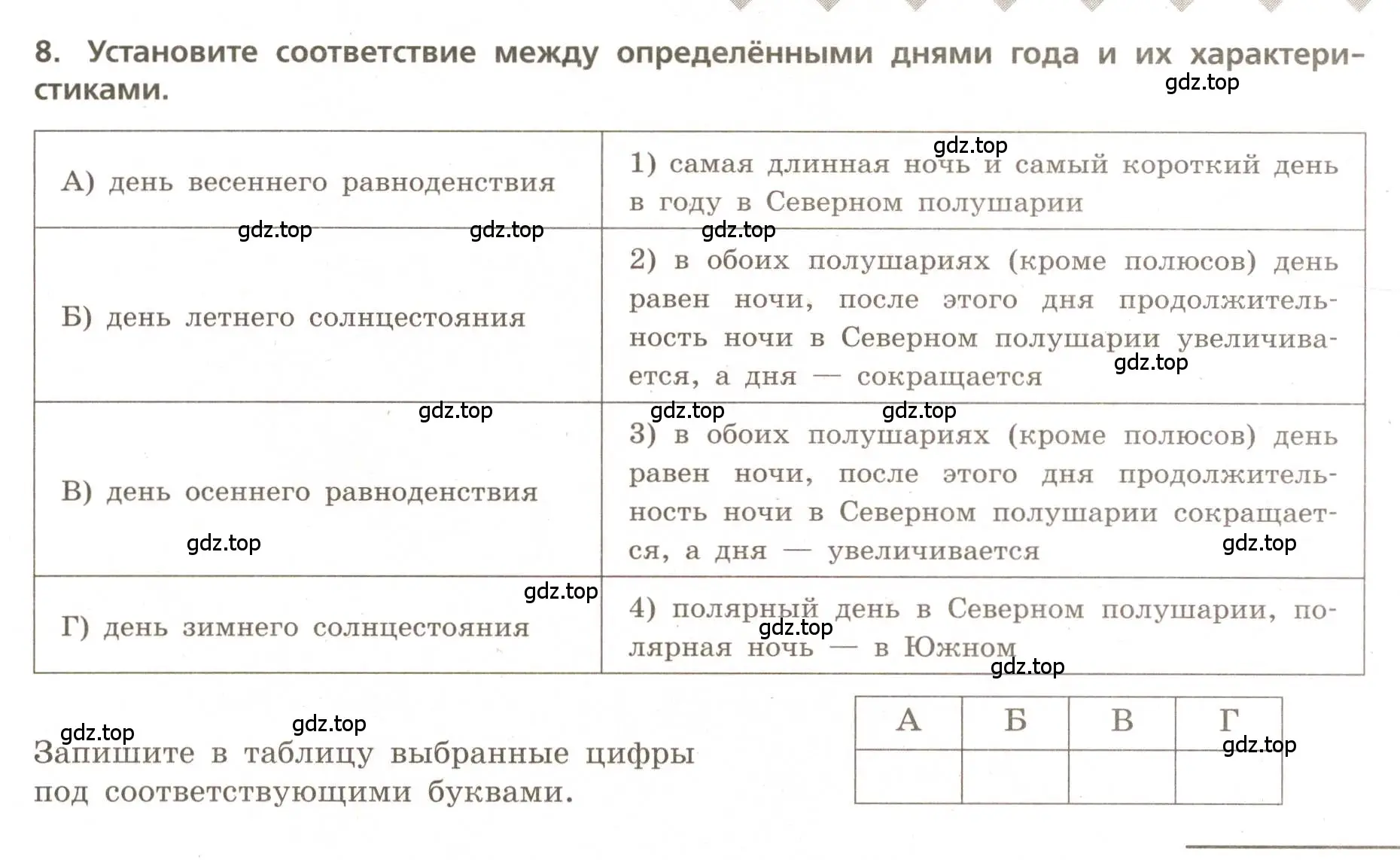 Условие номер 8 (страница 11) гдз по географии 5-6 класс Бондарева, Шидловский, проверочные работы