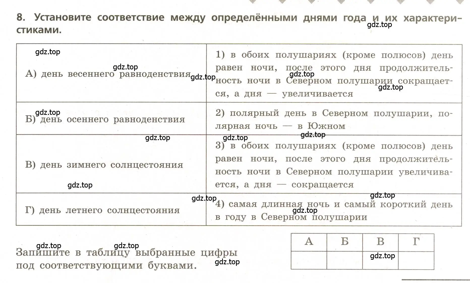 Условие номер 8 (страница 13) гдз по географии 5-6 класс Бондарева, Шидловский, проверочные работы