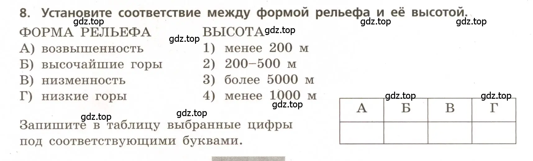 Условие номер 8 (страница 26) гдз по географии 5-6 класс Бондарева, Шидловский, проверочные работы