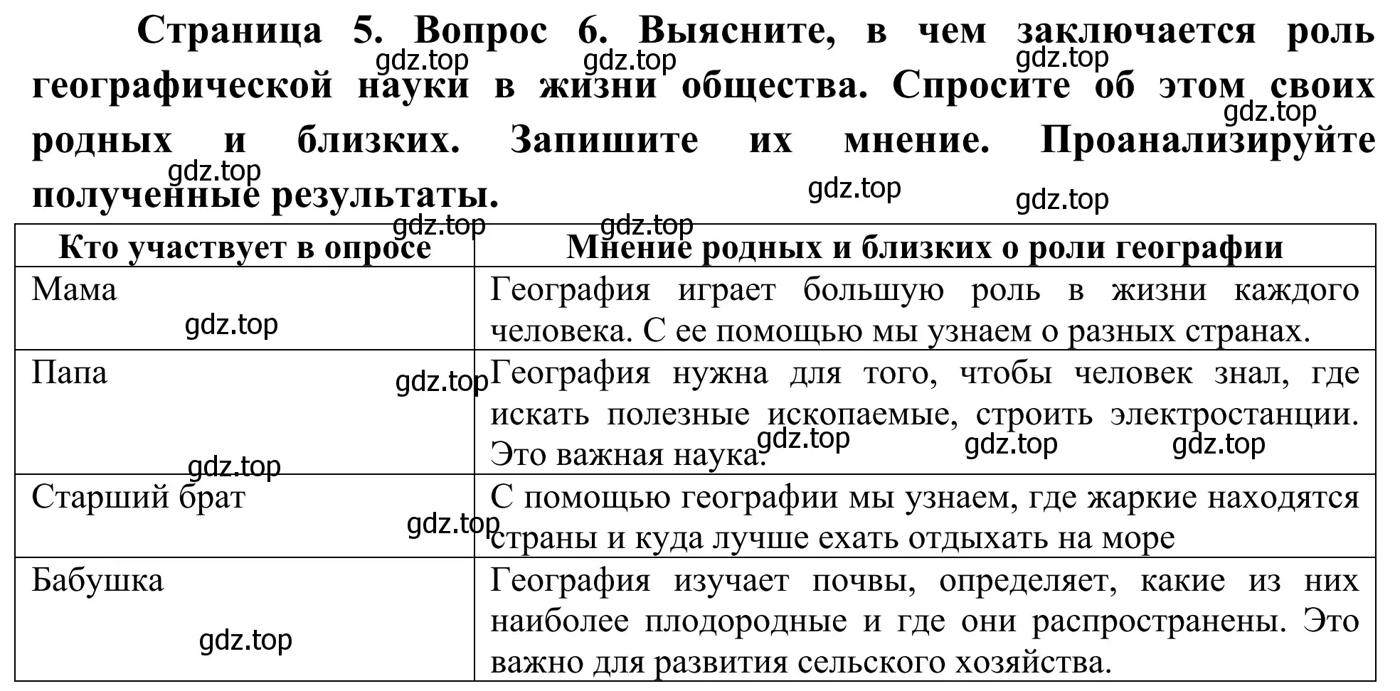 Решение номер 6 (страница 5) гдз по географии 5-6 класс Николина, мой тренажёр