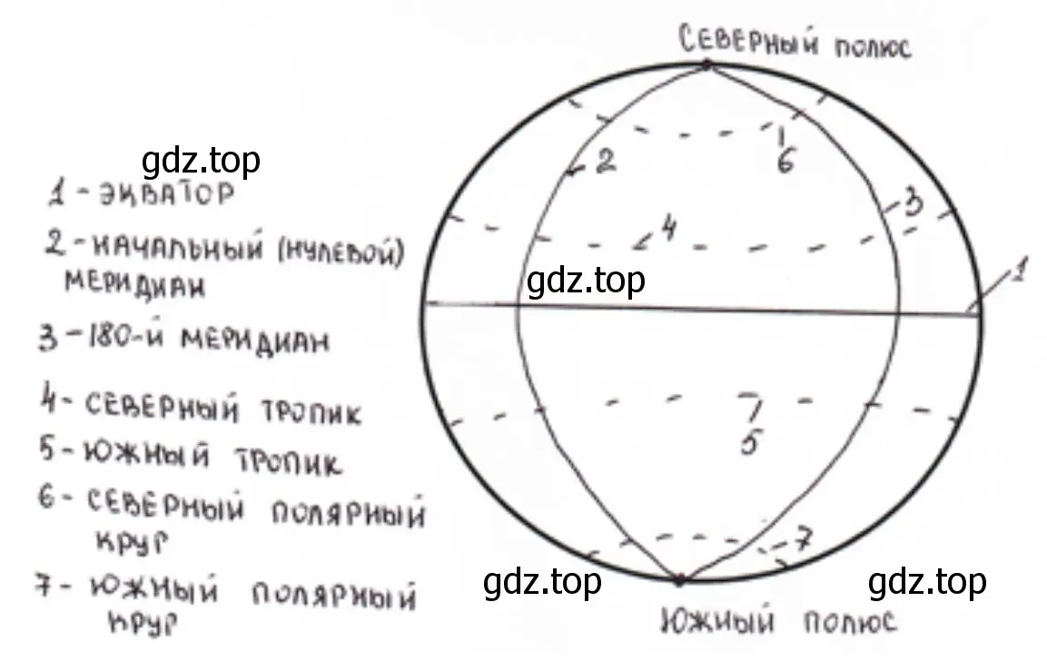 подпишите элементы градусной сетки