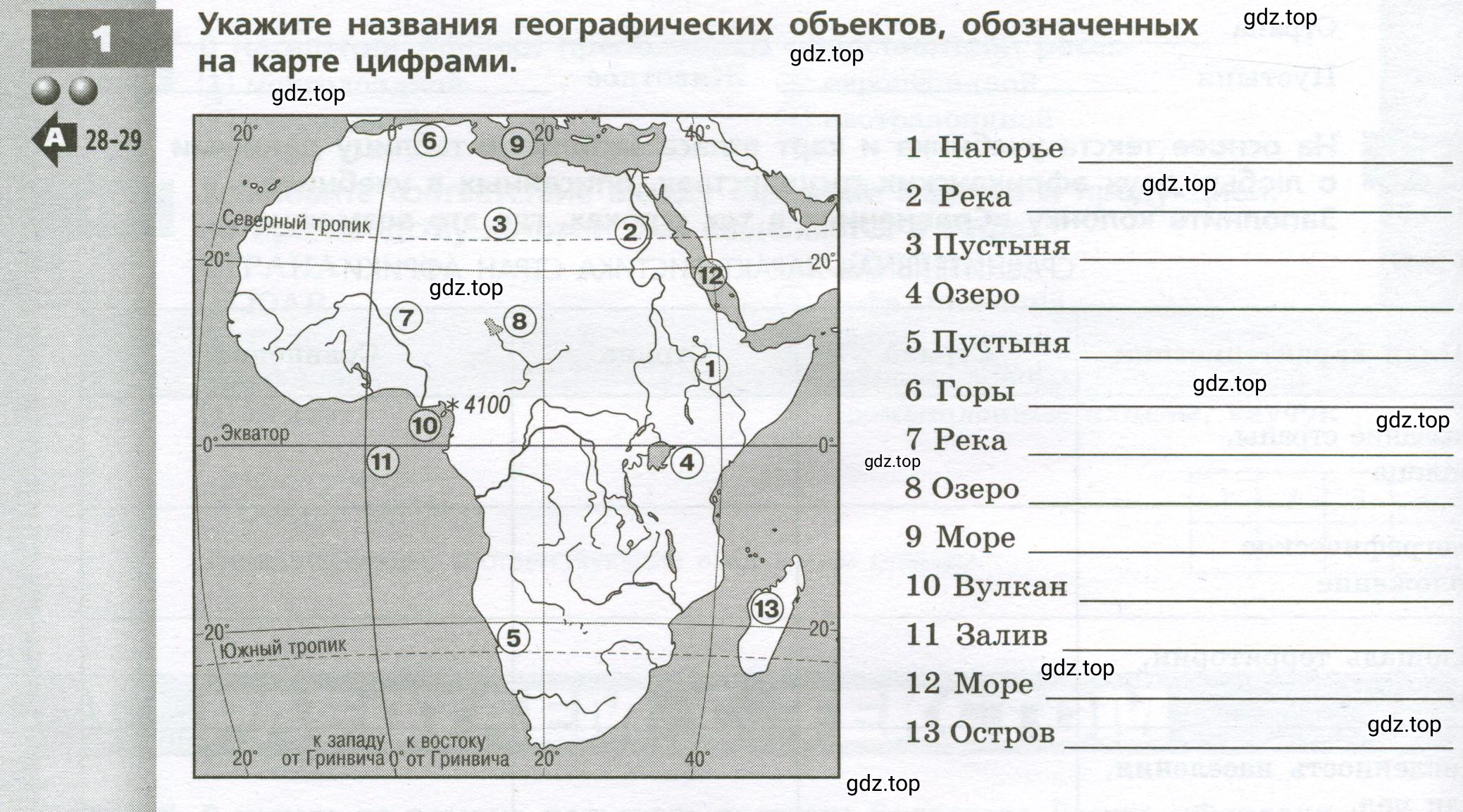 Условие номер 1 (страница 34) гдз по географии 7 класс Мишняева, Котляр, тетрадь-тренажёр