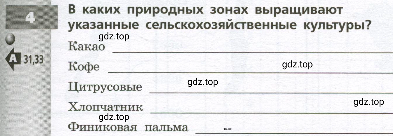 Условие номер 4 (страница 35) гдз по географии 7 класс Мишняева, Котляр, тетрадь-тренажёр