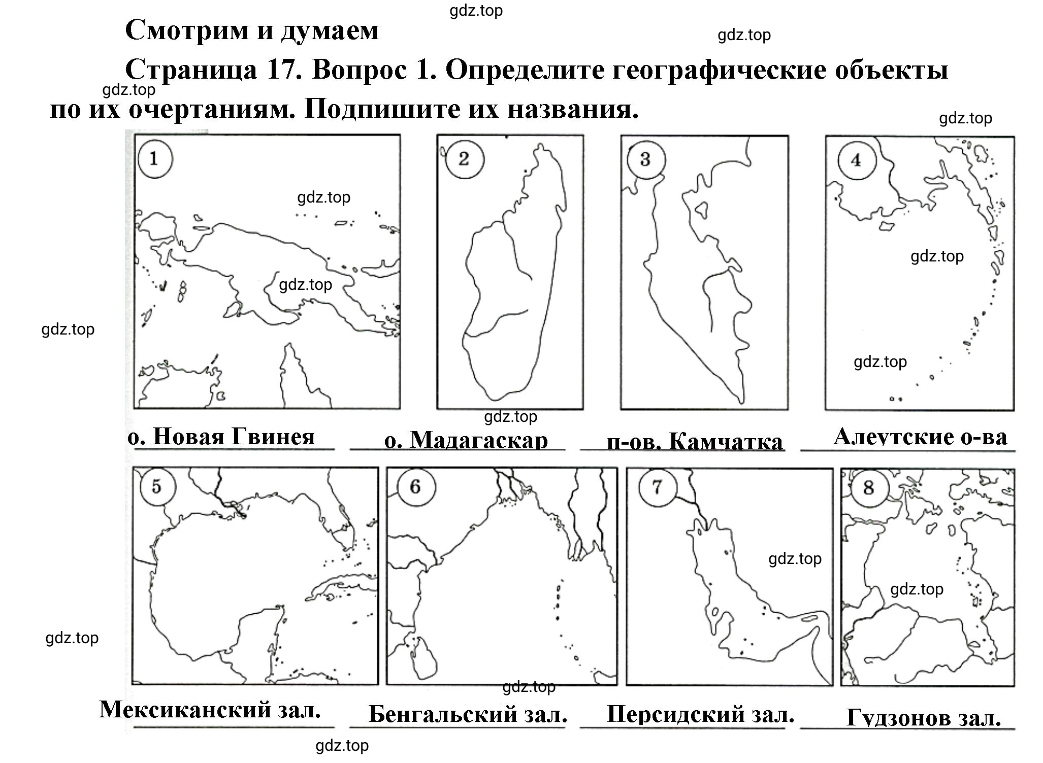 Решение номер 1 (страница 17) гдз по географии 7 класс Мишняева, Котляр, тетрадь-тренажёр