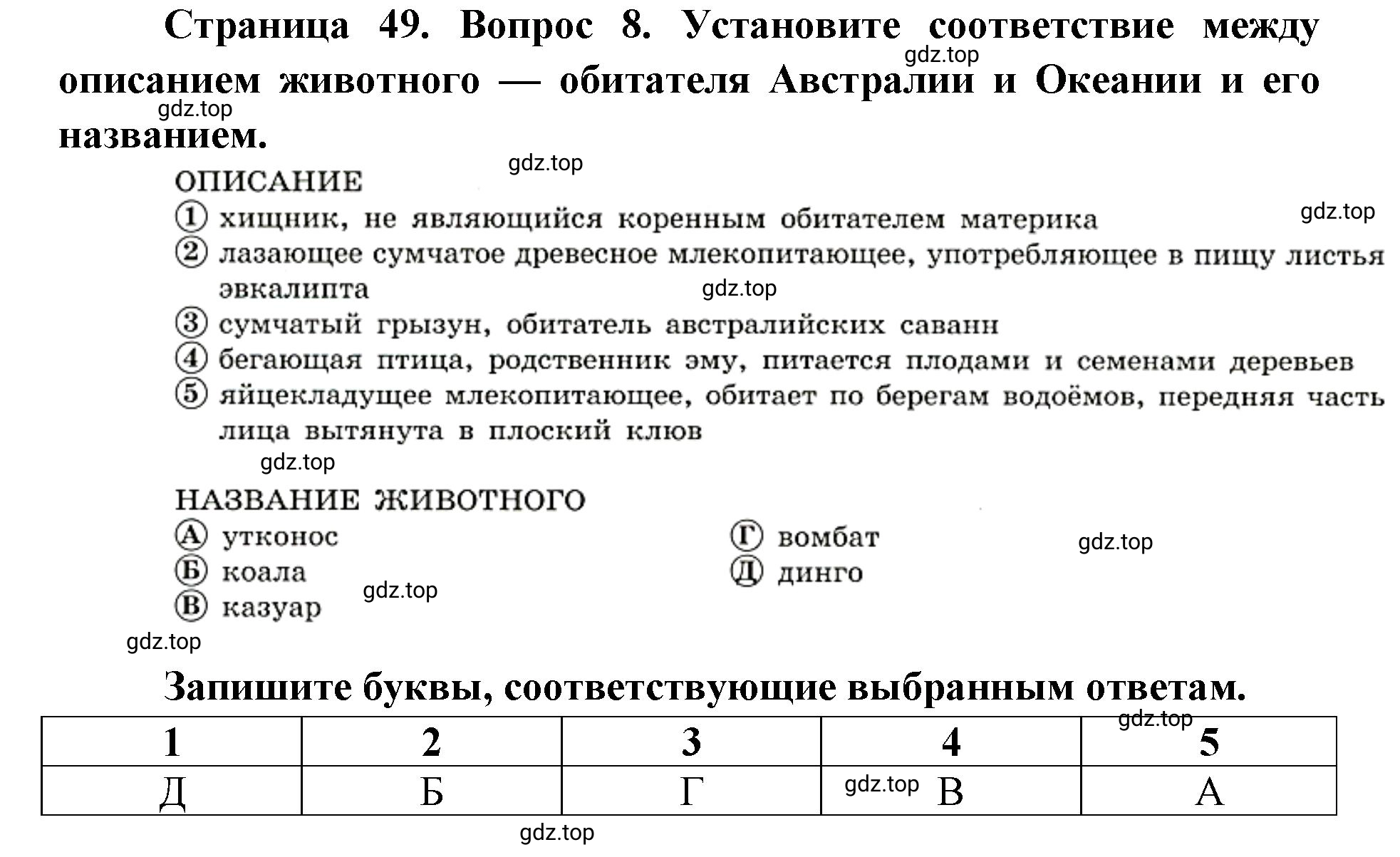 Решение номер 8 (страница 49) гдз по географии 7 класс Мишняева, Котляр, тетрадь-тренажёр