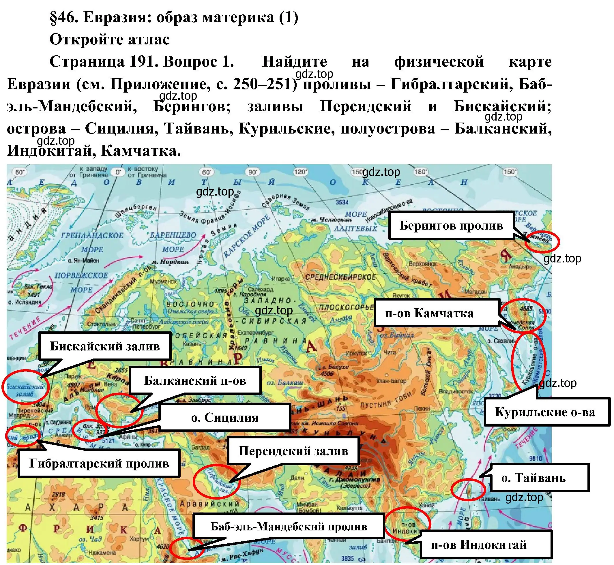 Решение номер 1 (страница 191) гдз по географии 7 класс Алексеев, Николина, учебник