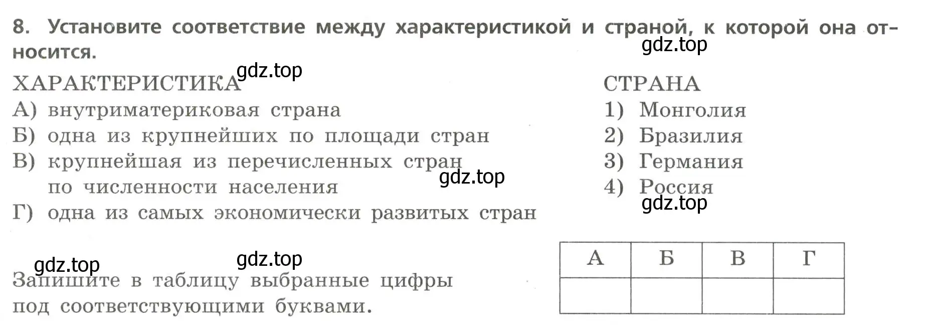 Условие номер 8 (страница 4) гдз по географии 7 класс Бондарева, Шидловский, проверочные работы