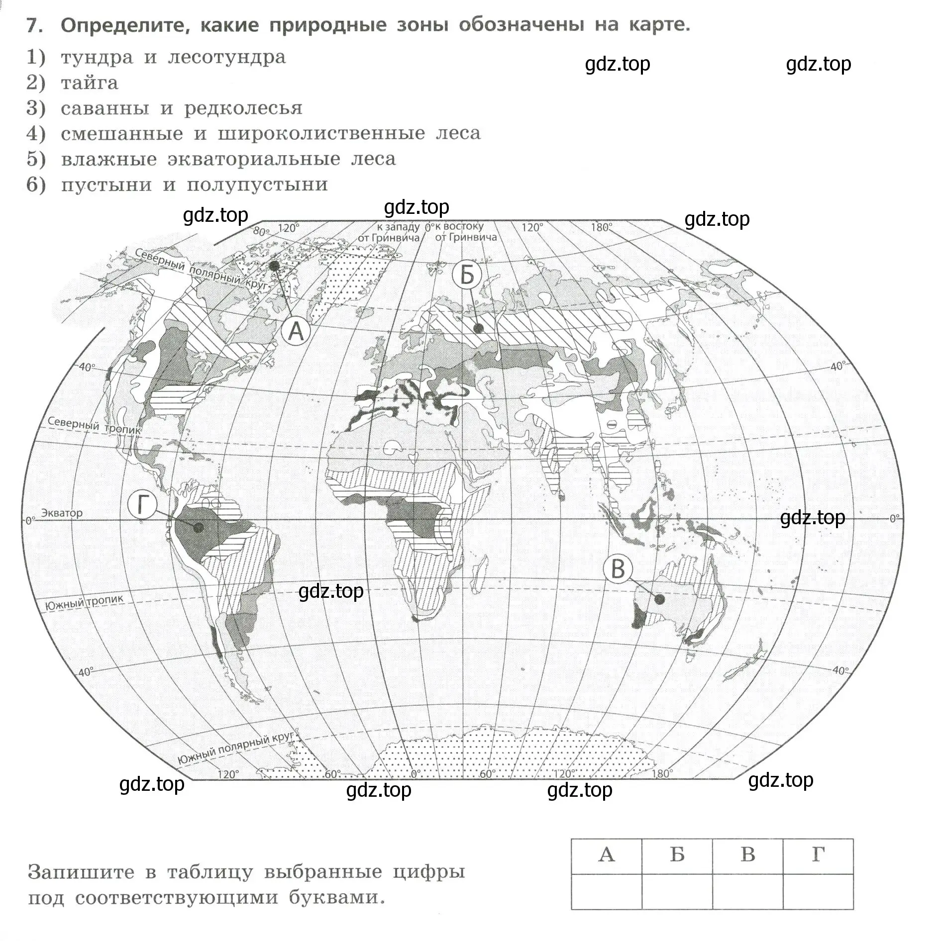 Условие номер 7 (страница 18) гдз по географии 7 класс Бондарева, Шидловский, проверочные работы