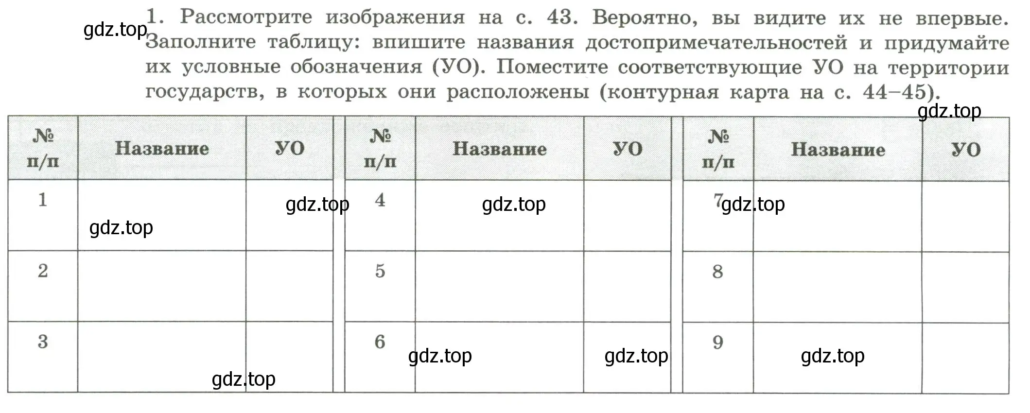 Условие номер 1 (страница 42) гдз по географии 7 класс Дубинина, практические работы