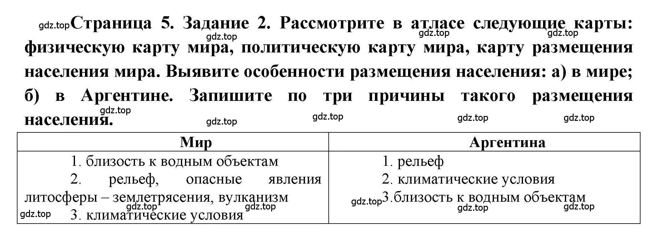 Решение номер 2 (страница 5) гдз по географии 7 класс Дубинина, практические работы