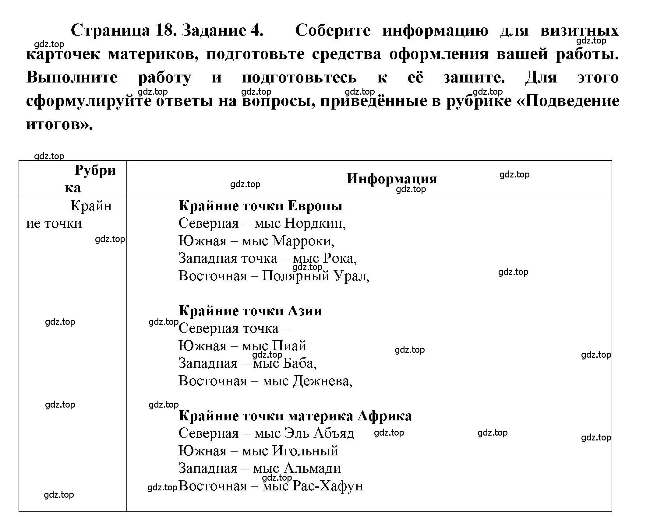 Решение номер 4 (страница 18) гдз по географии 7 класс Дубинина, практические работы