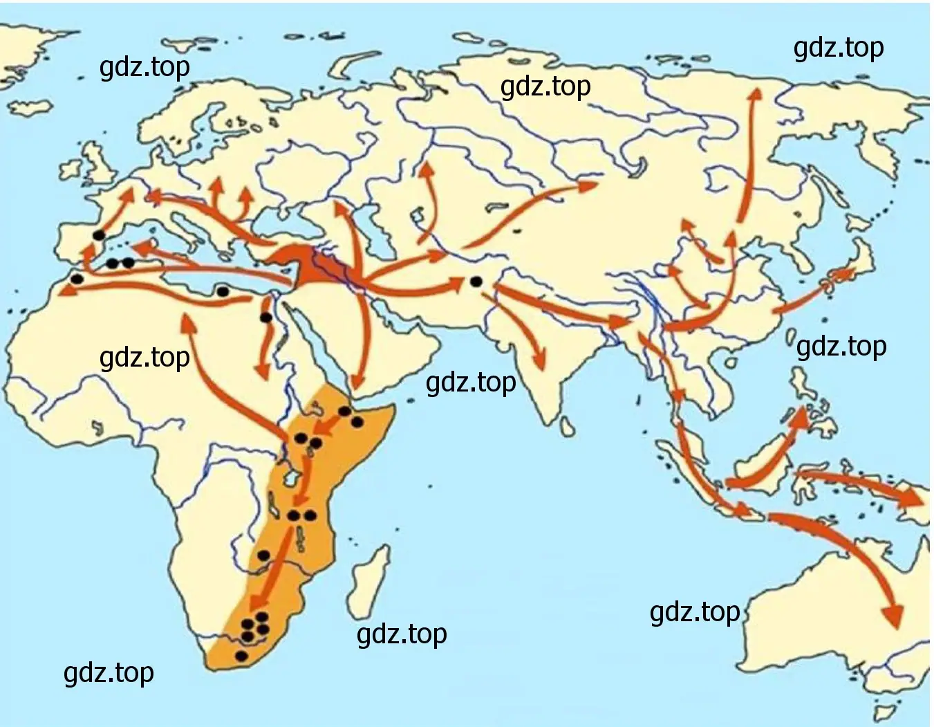 Пути расселения древнего человека на Земле. 