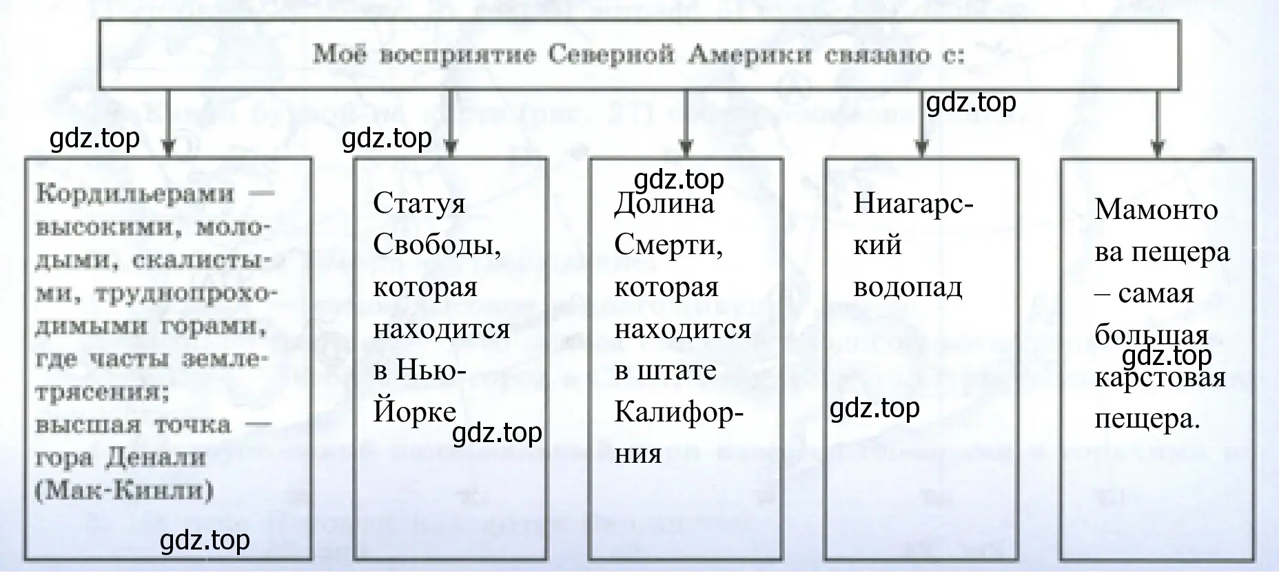 Схема «Моё восприятие Северной Америки связано с:»