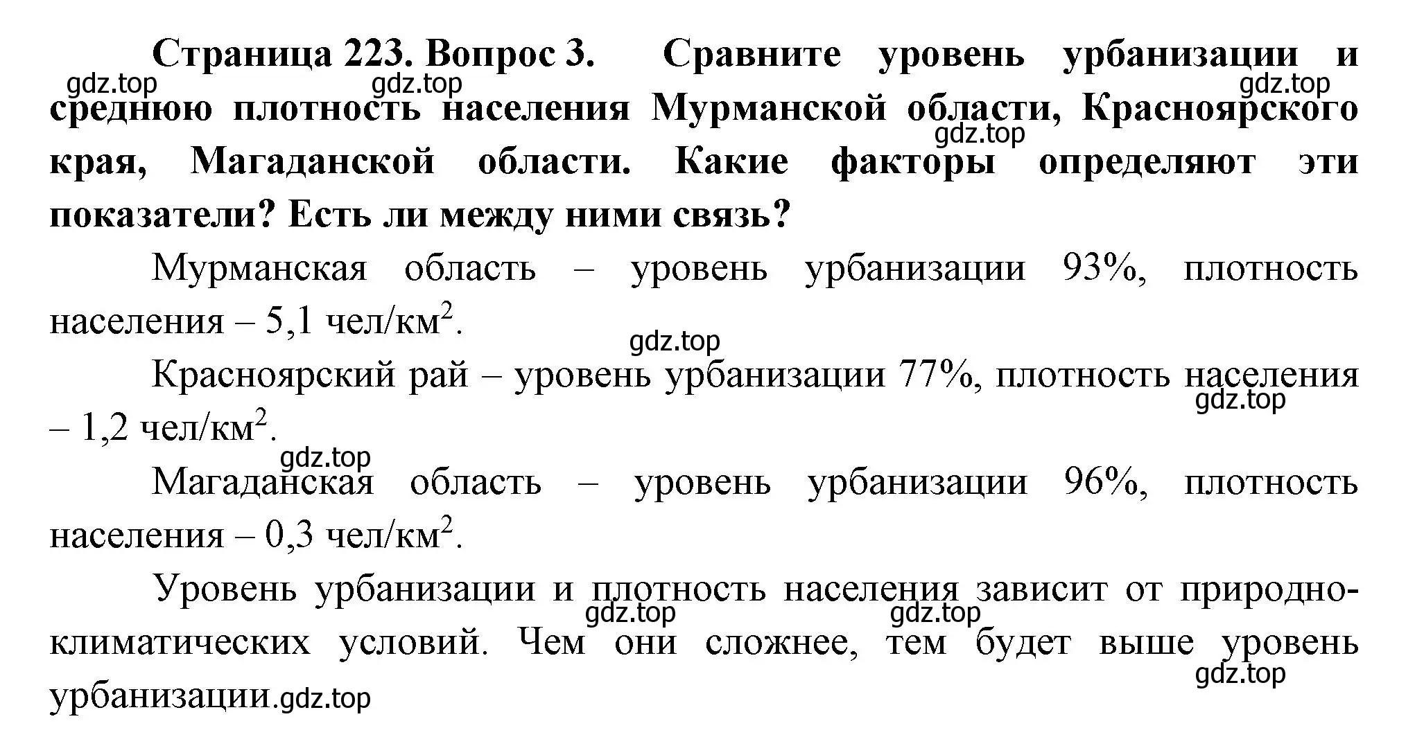 Решение номер 3 (страница 223) гдз по географии 8 класс Пятунин, Таможняя, учебник