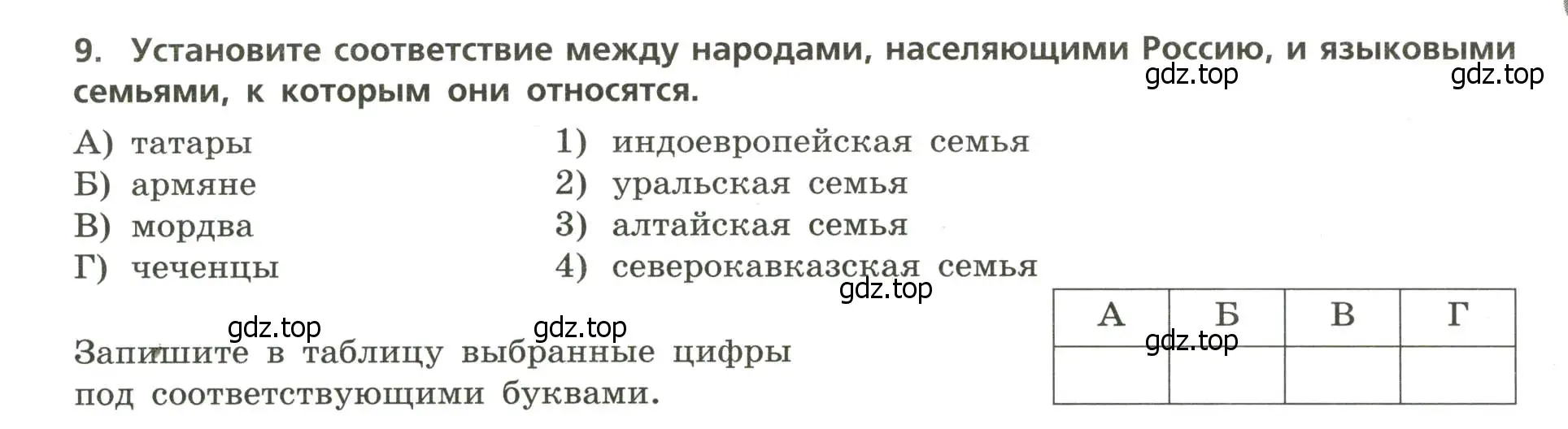 Условие номер 9 (страница 9) гдз по географии 8 класс Бондарева, Шидловский, проверочные работы