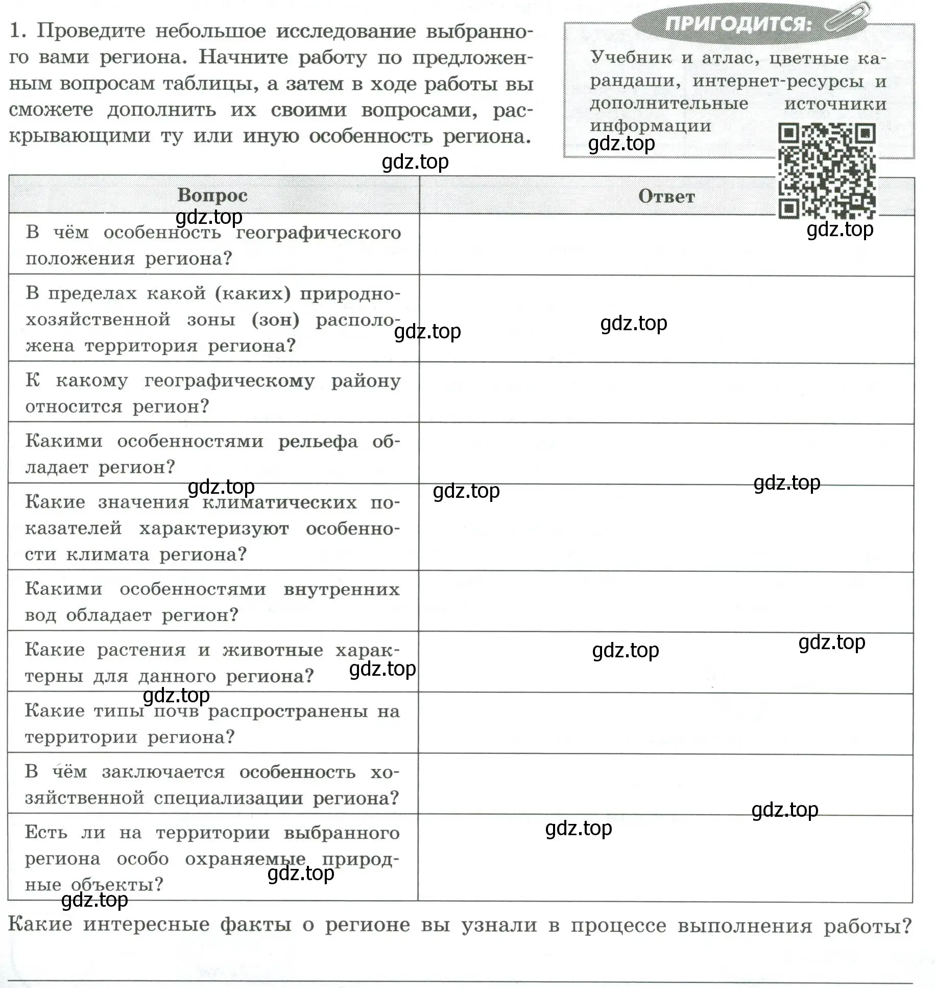 Условие номер 1 (страница 43) гдз по географии 8 класс Дубинина, практические работы