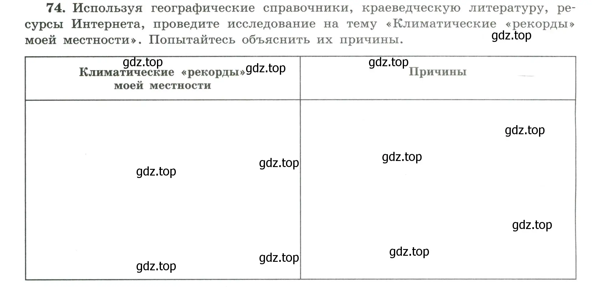 Условие номер 74 (страница 56) гдз по географии 8 класс Николина, мой тренажёр