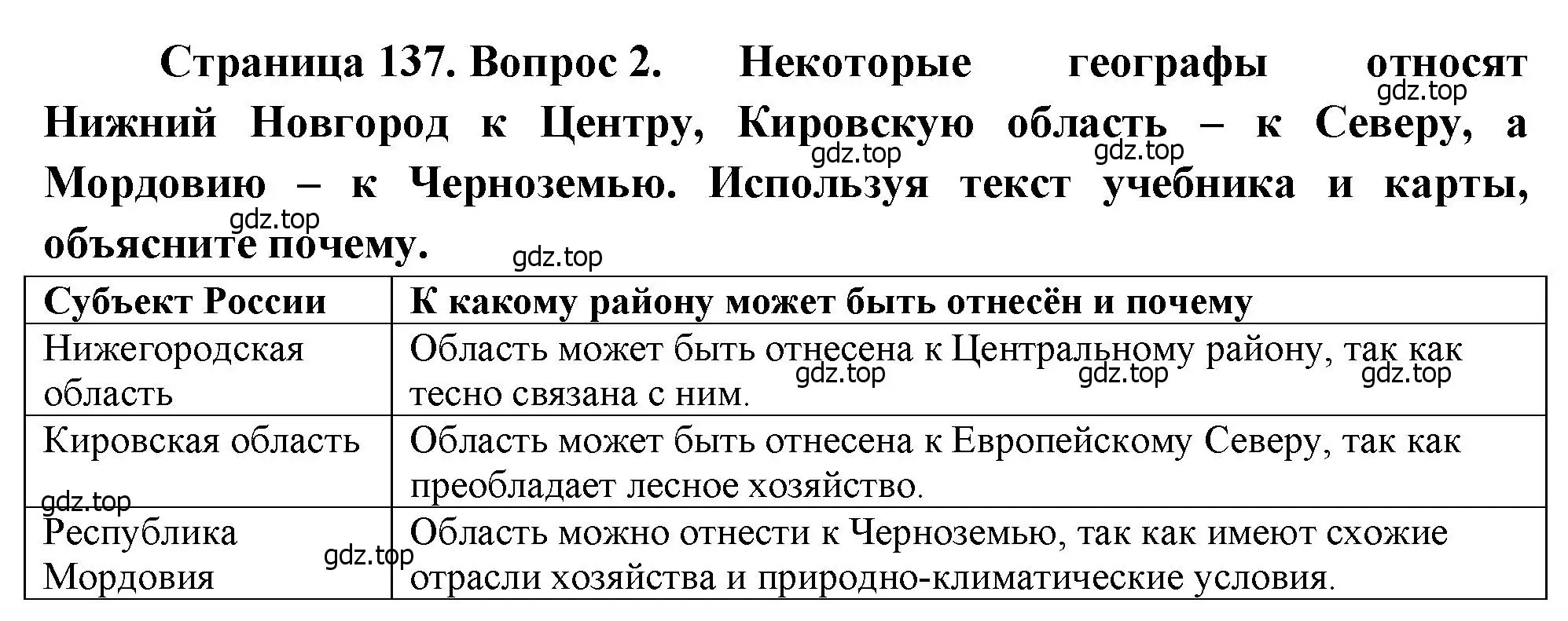 Решение номер 2 (страница 137) гдз по географии 9 класс Алексеев, Низовцев, учебник