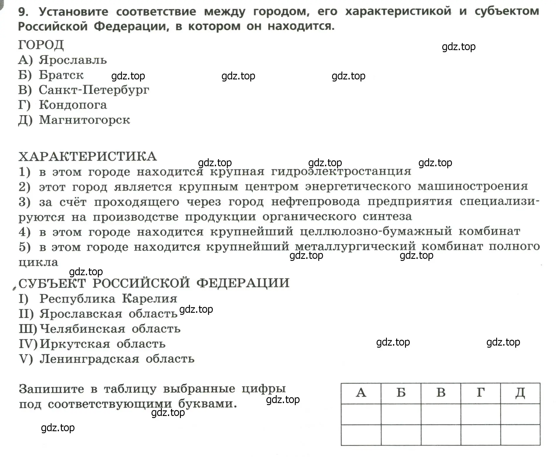 Условие номер 9 (страница 6) гдз по географии 9 класс Бондарева, Шидловский, проверочные работы