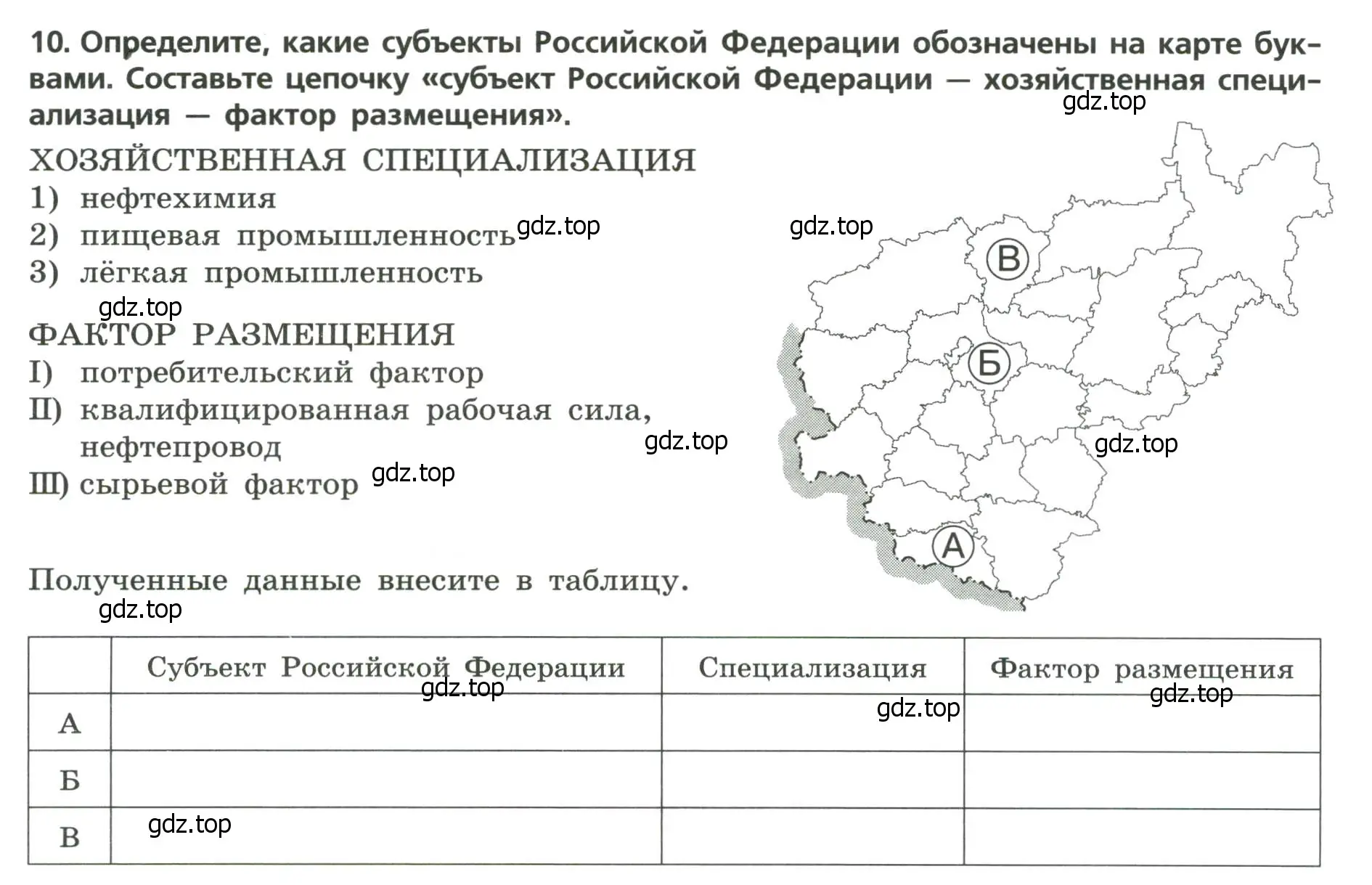 Условие номер 10 (страница 15) гдз по географии 9 класс Бондарева, Шидловский, проверочные работы