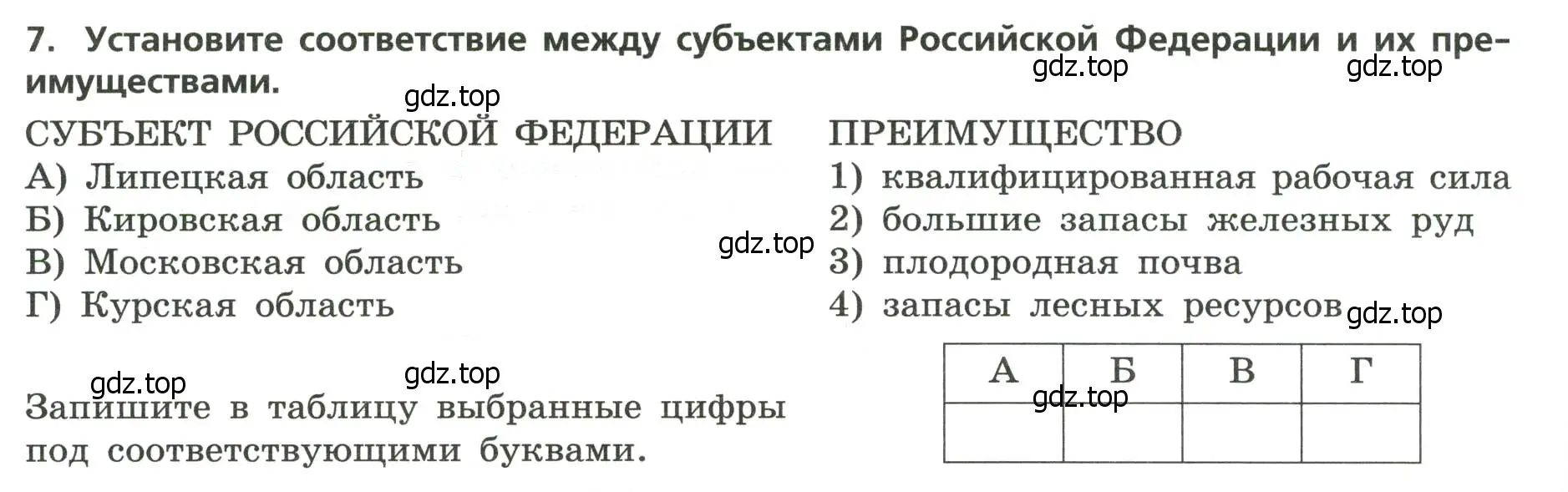 Условие номер 7 (страница 14) гдз по географии 9 класс Бондарева, Шидловский, проверочные работы