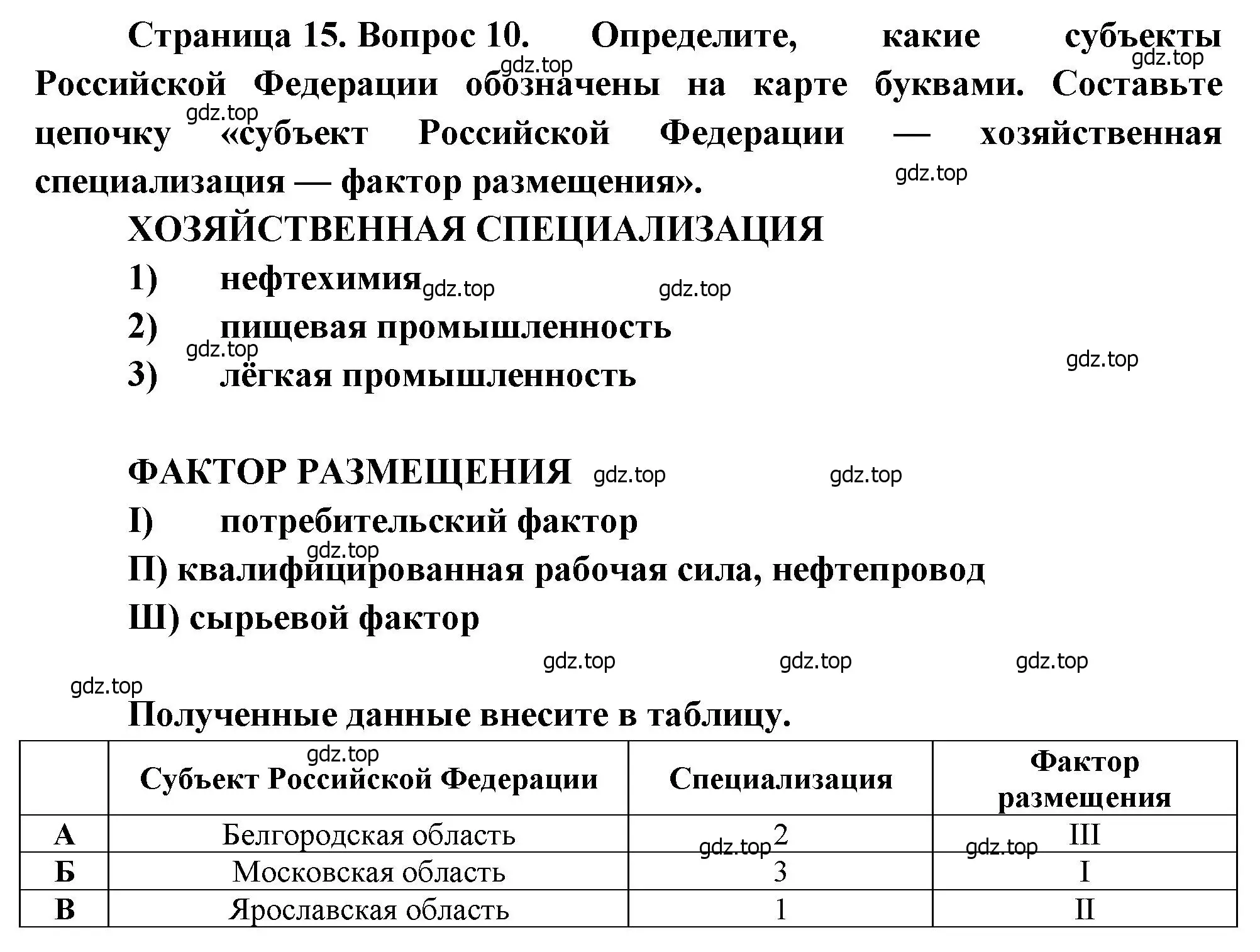 Решение номер 10 (страница 15) гдз по географии 9 класс Бондарева, Шидловский, проверочные работы