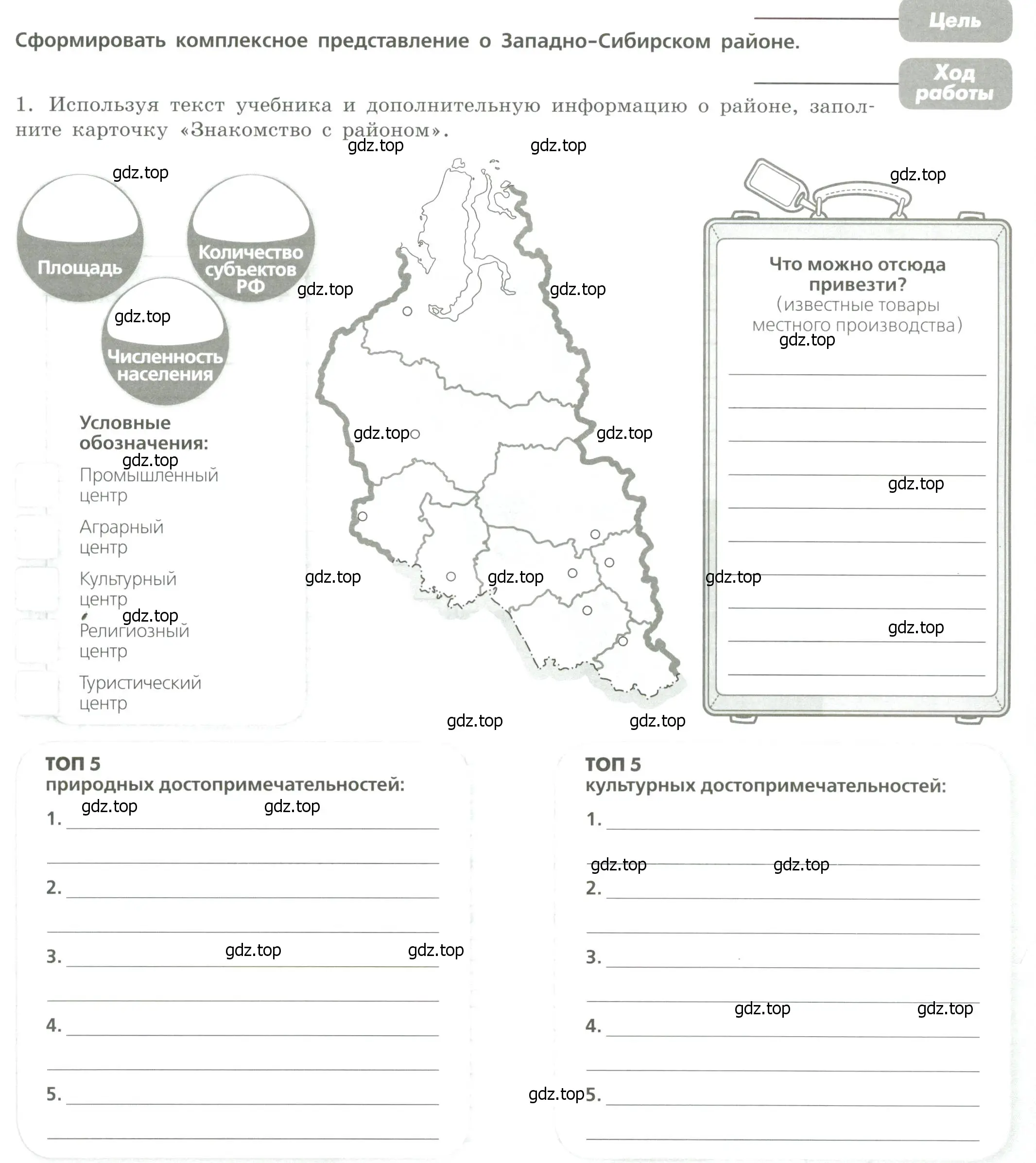 Условие номер 1 (страница 55) гдз по географии 9 класс Дубинина, практические работы