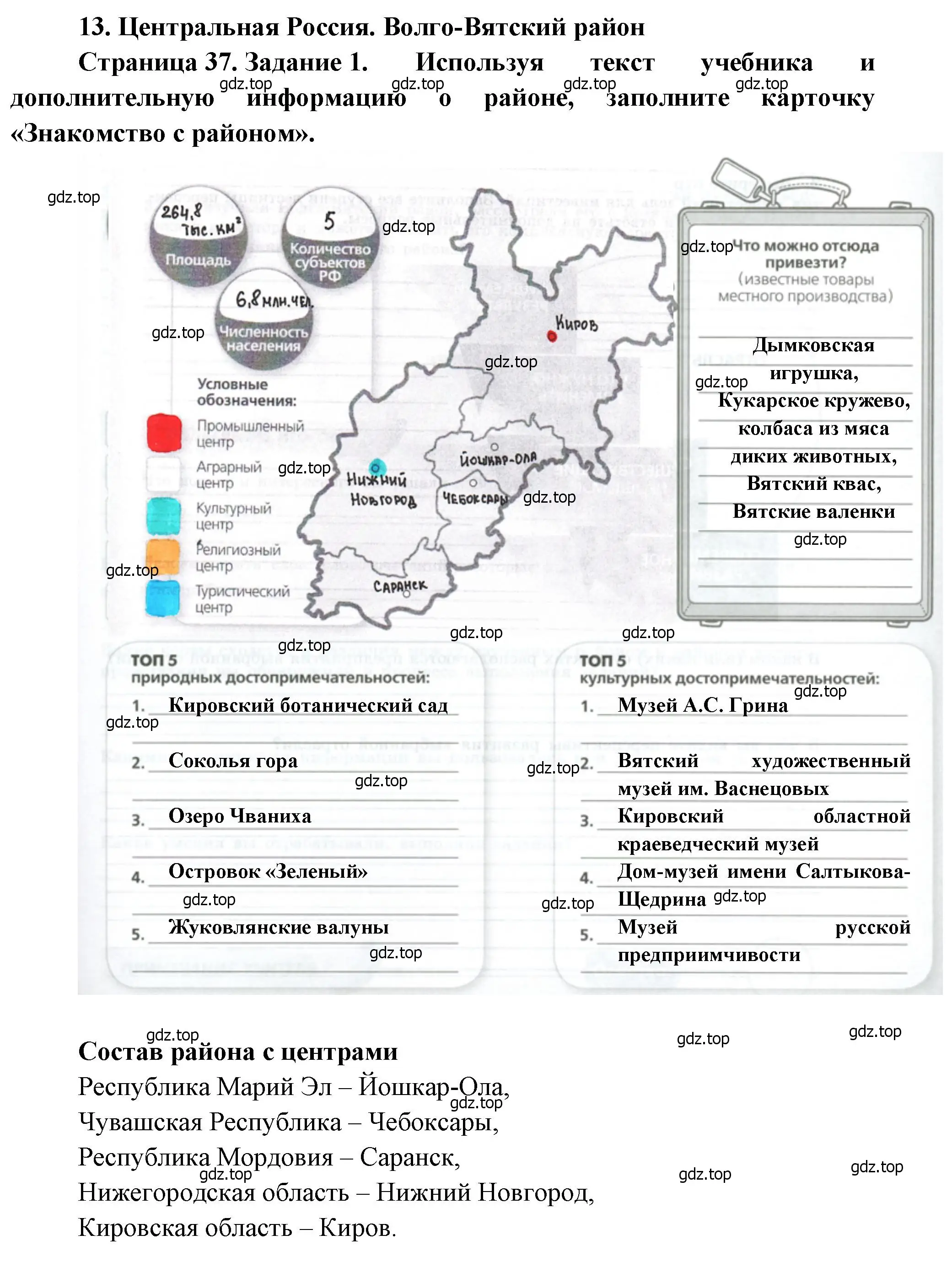 Решение номер 1 (страница 37) гдз по географии 9 класс Дубинина, практические работы