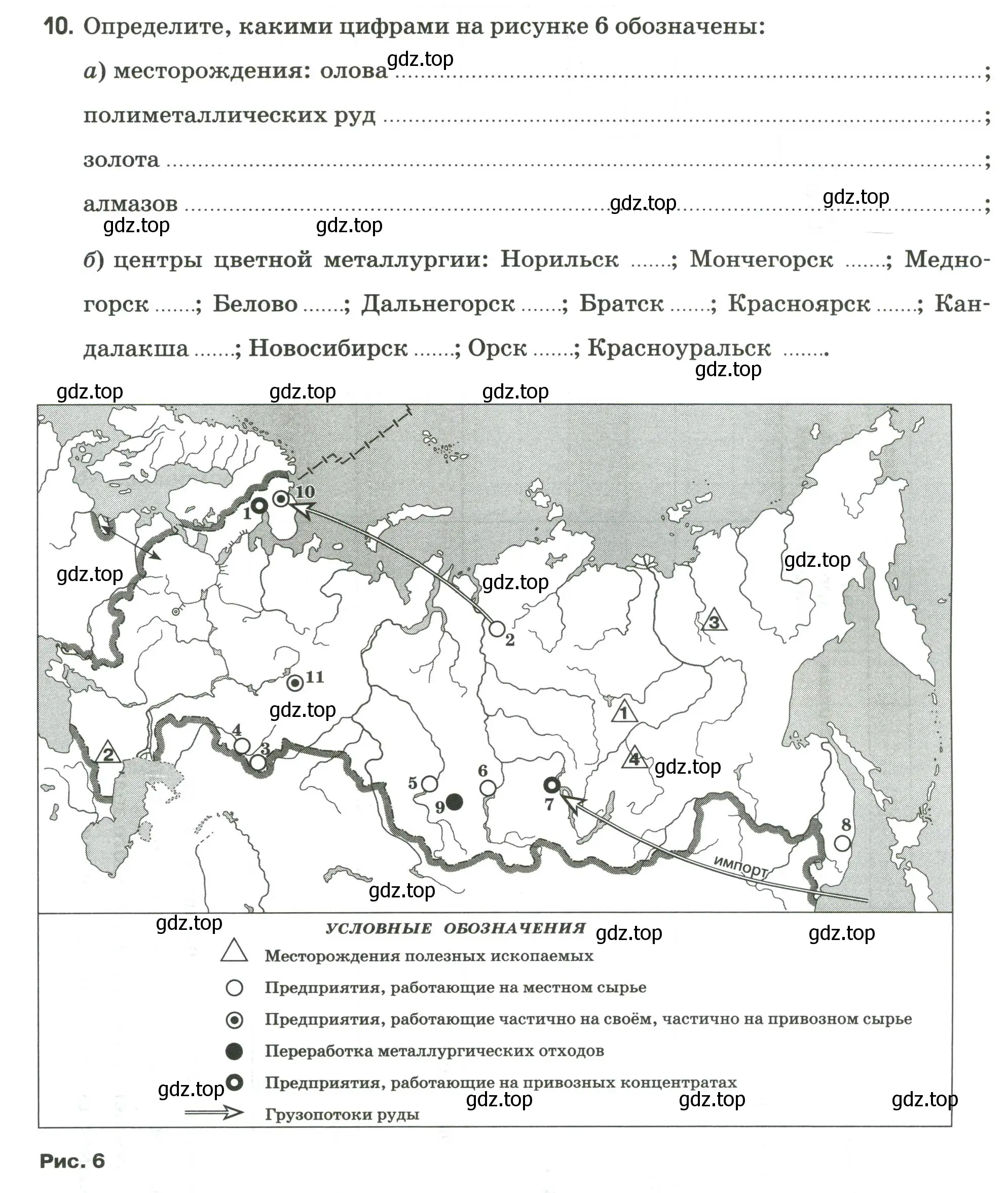 Условие номер 10 (страница 21) гдз по географии 9 класс Ким, Марченко, рабочая тетрадь