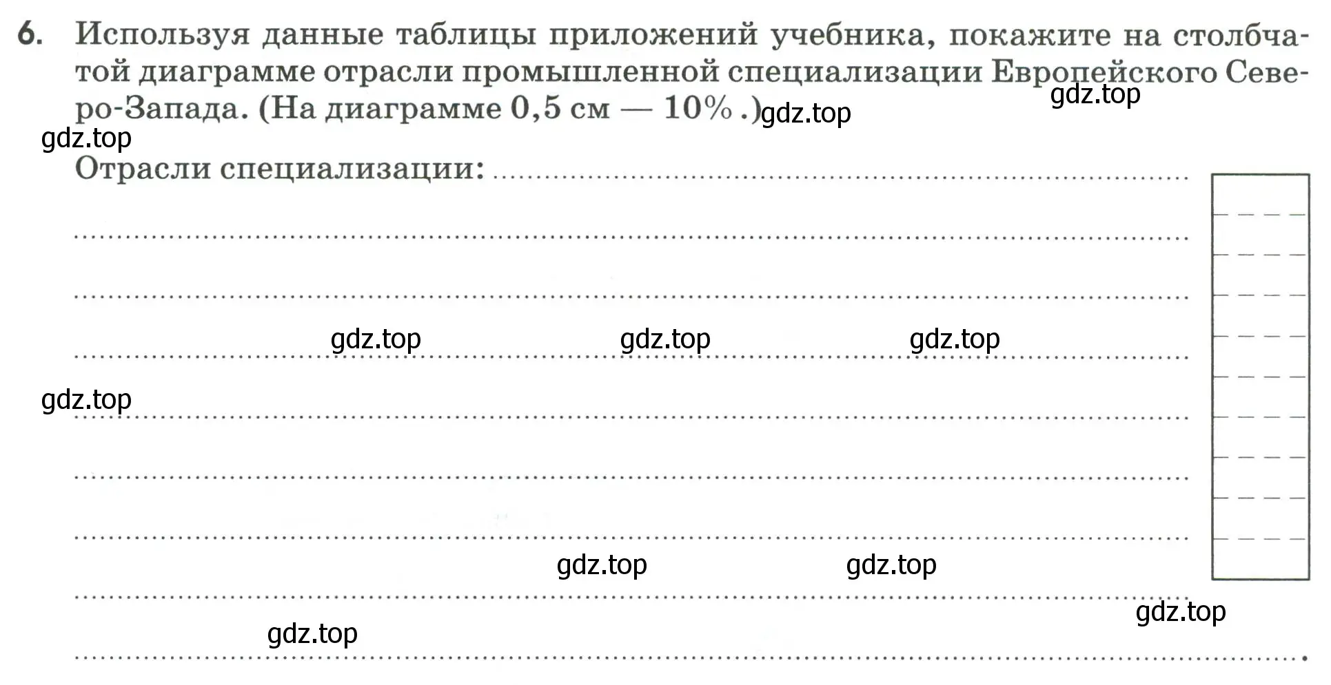 Условие номер 6 (страница 64) гдз по географии 9 класс Ким, Марченко, рабочая тетрадь