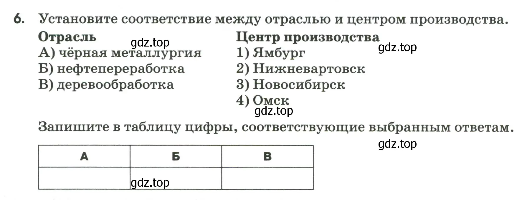 Условие номер 6 (страница 126) гдз по географии 9 класс Ким, Марченко, рабочая тетрадь