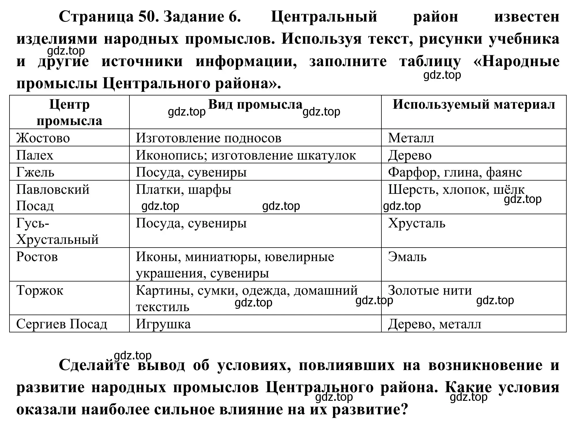 Решение номер 6 (страница 50) гдз по географии 9 класс Ким, Марченко, рабочая тетрадь