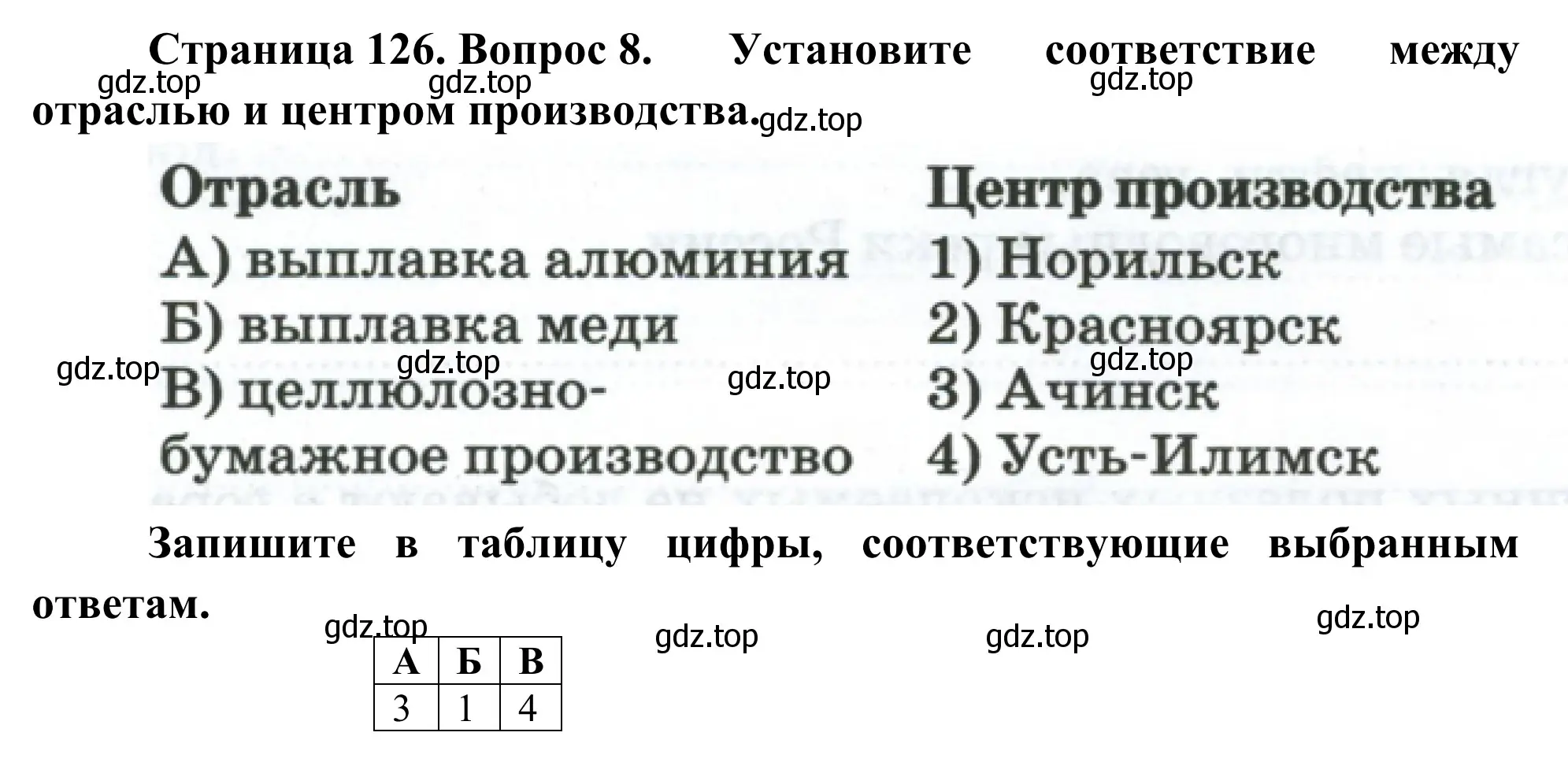 Решение номер 8 (страница 126) гдз по географии 9 класс Ким, Марченко, рабочая тетрадь