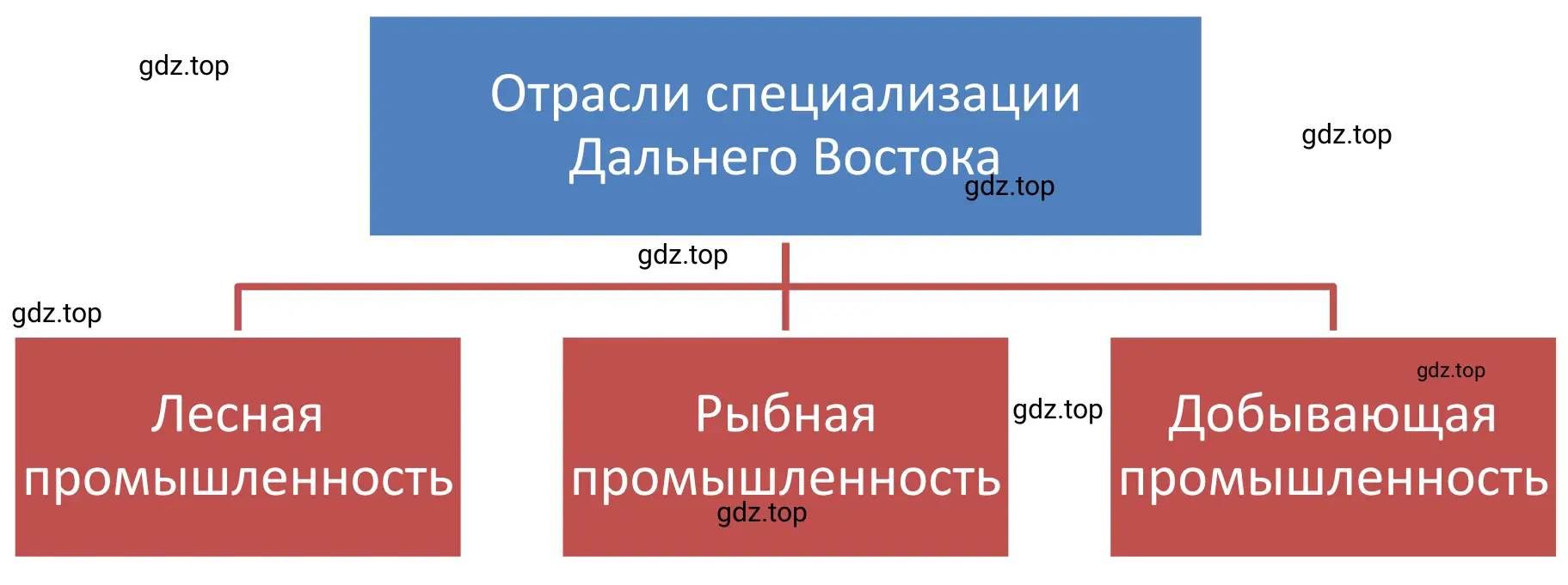 Схема. ОТрасли специализации Дальнего Востока