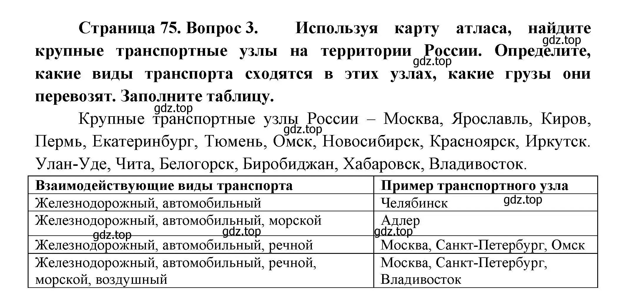 Решение номер 3 (страница 75) гдз по географии 9 класс Таможняя, Толкунова, учебник