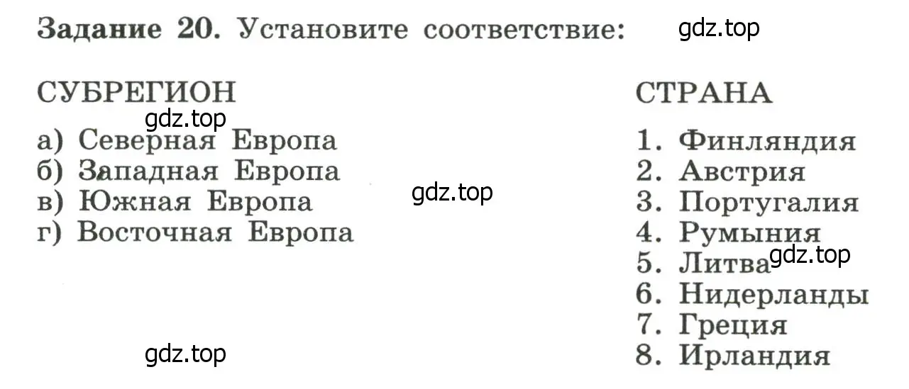 Условие номер 20 (страница 35) гдз по географии 10-11 класс Максаковский, Заяц, рабочая тетрадь