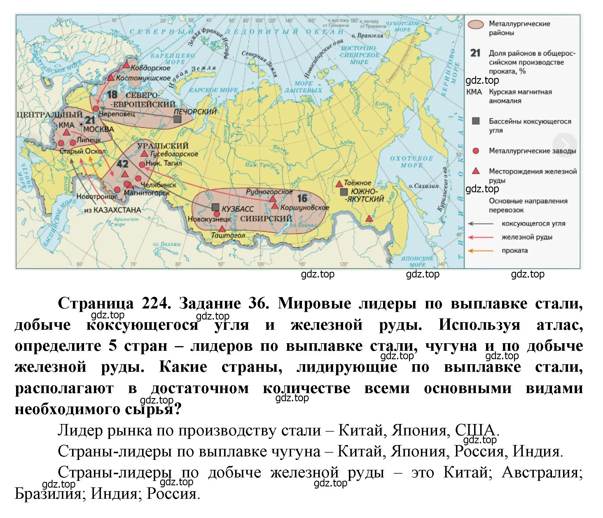 Решение  Задание 36 (страница 224) гдз по географии 11 класс Холина, учебник