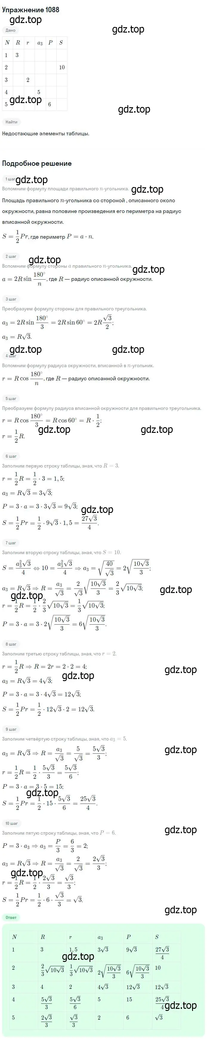 Решение номер 1088 (страница 277) гдз по геометрии 7-9 класс Атанасян, Бутузов, учебник