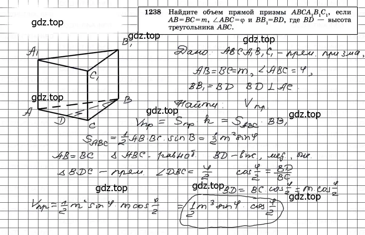 Решение 3. номер 1238 (страница 328) гдз по геометрии 7-9 класс Атанасян, Бутузов, учебник
