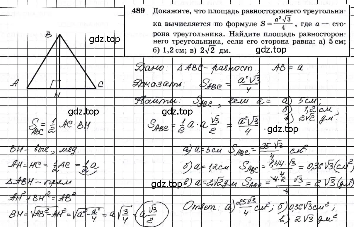 Решение 3. номер 489 (страница 132) гдз по геометрии 7-9 класс Атанасян, Бутузов, учебник