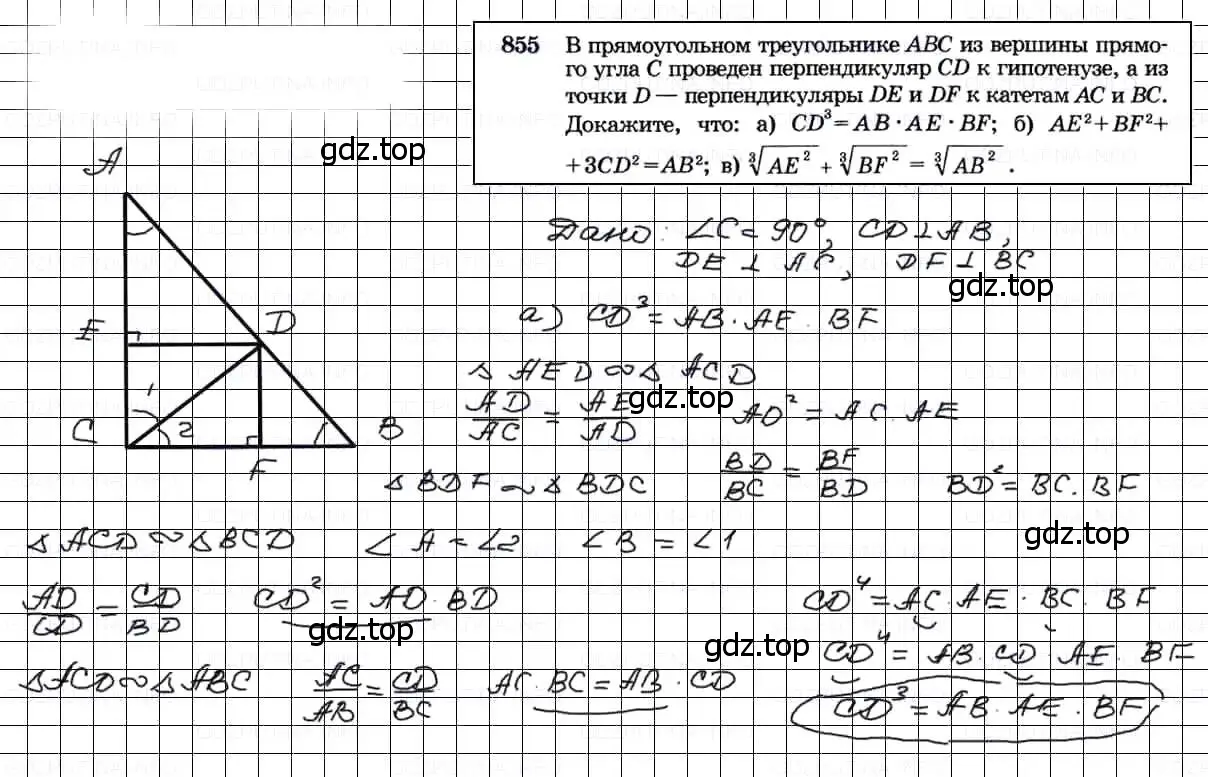 Решение 3. номер 855 (страница 215) гдз по геометрии 7-9 класс Атанасян, Бутузов, учебник
