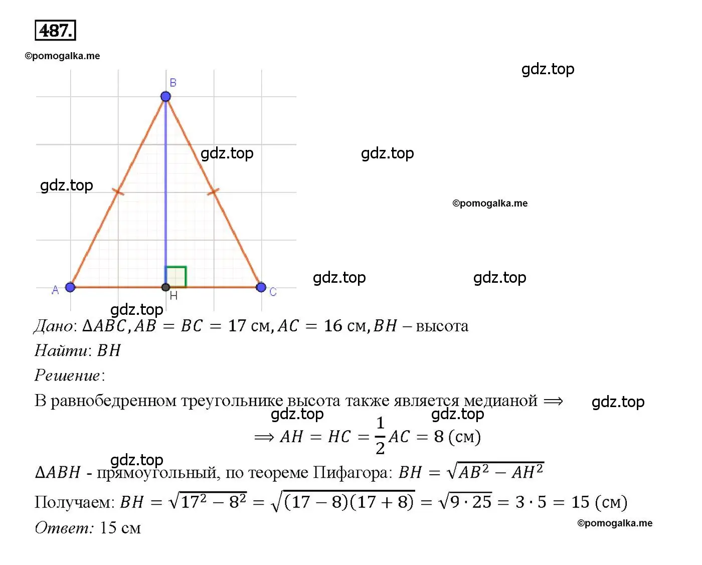 Решение 4. номер 487 (страница 132) гдз по геометрии 7-9 класс Атанасян, Бутузов, учебник
