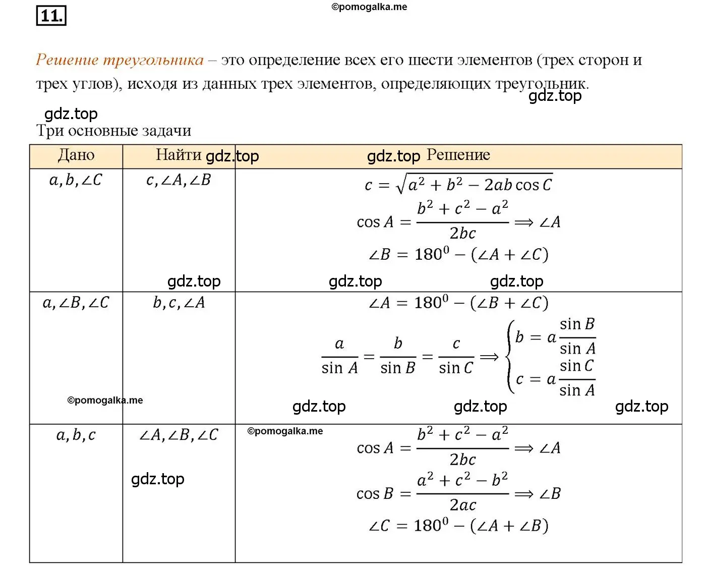 Решение 4. номер 11 (страница 266) гдз по геометрии 7-9 класс Атанасян, Бутузов, учебник