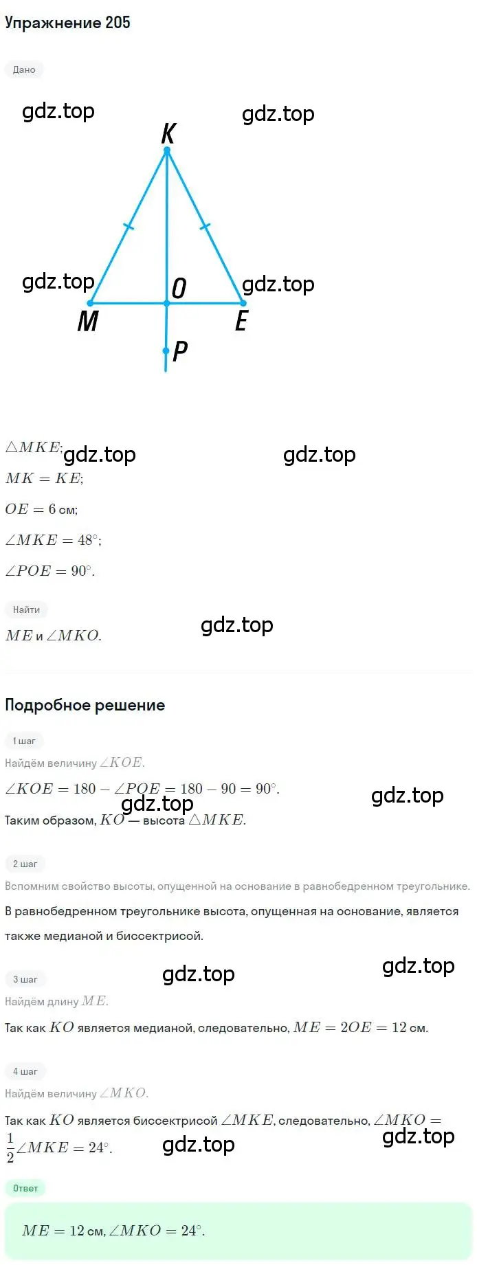 Решение номер 205 (страница 64) гдз по геометрии 7 класс Мерзляк, Полонский, учебник