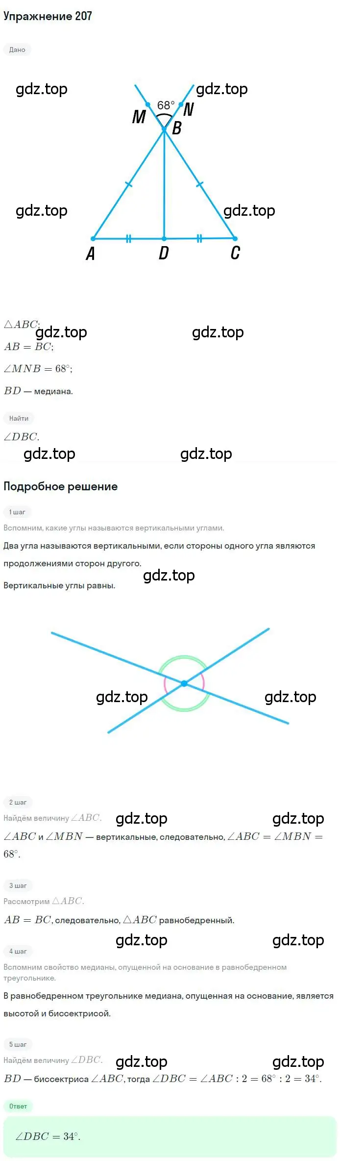 Решение номер 207 (страница 64) гдз по геометрии 7 класс Мерзляк, Полонский, учебник