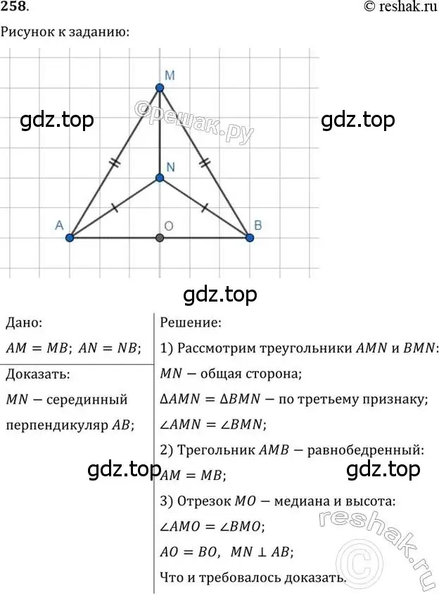 Решение 2. номер 258 (страница 74) гдз по геометрии 7 класс Мерзляк, Полонский, учебник