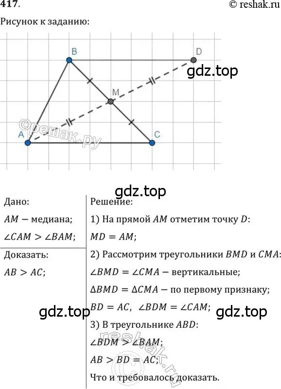 Решение 2. номер 417 (страница 110) гдз по геометрии 7 класс Мерзляк, Полонский, учебник